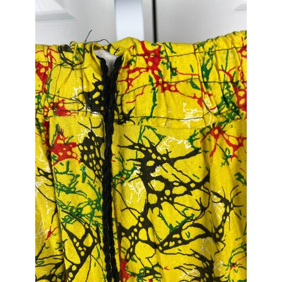 Tropical Bohemian Yellow Tribal Elephant Print Elastic Waist Midi Skirt XS/S - Picture 2 of 6